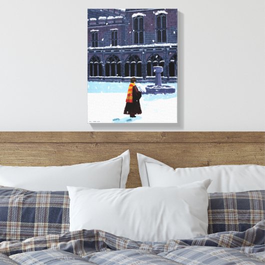 Toile HARRY POTTER™ et Hedwig dans la cour de HOGWARTS™ (Insitu(Chambre))