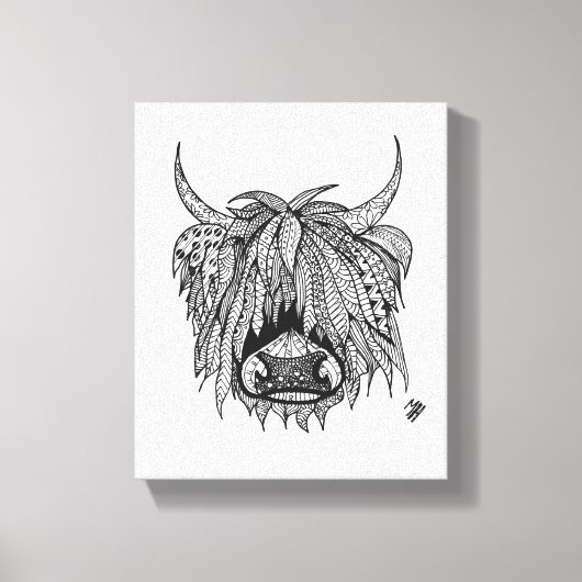 Toile Harry the Highland Cow - Zentangle Hand Drawn (Recto)