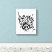 Toile Harry the Highland Cow - Zentangle Hand Drawn (Insitu (Plancher de Bois))