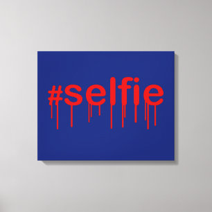 Toile Hashtag Selfie Drooling sur décor bleu