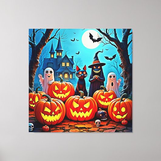 Toile Haunted Halloween conception de nuit (Recto)