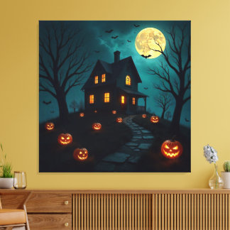 Toile Haunted House Premium Wrapped Canvas