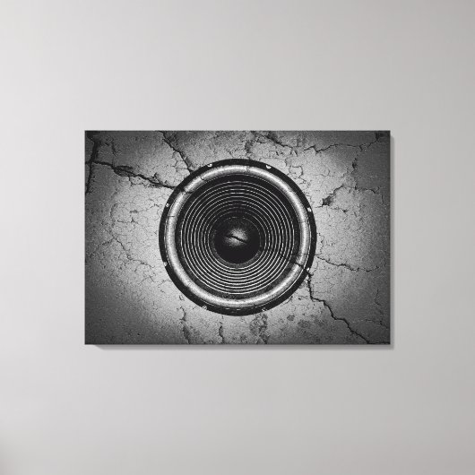 Toile Haut-parleur de musique sur un mur fissuré (Recto)