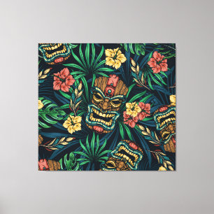 Toile Hawaï Tiki Masque Motif tropical