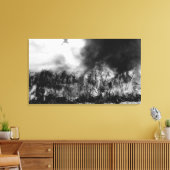 Toile Hawaii - Vue du champ de canne à sucre sur le feu (Insitu(Salon))