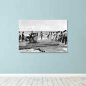 Toile Hawaii - Vue sur Hukilau Nets sur la côte (Insitu (Plancher de Bois))