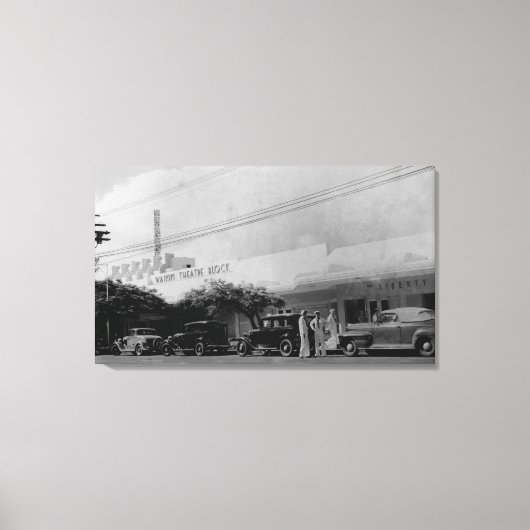 Toile Hawaii - Vue sur l'édifice du théâtre Waikiki (Recto)