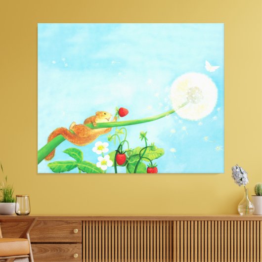 Toile Hazel Dormouse, fraises sauvages et bouffée de pis (Insitu(Salon))