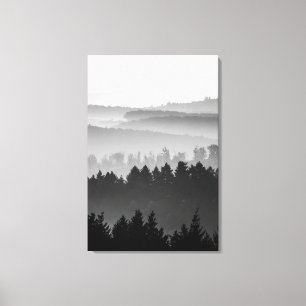 Toile Hazy Forest Hills Paysage noir et blanc Photo