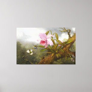 Toile HEADE - Cattleya Orchid et deux Hummingbirds -