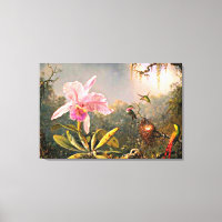 Heade - Orchidée de Cattleya et trois colibris