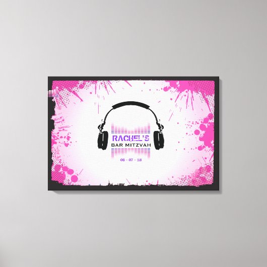 Toile HEADPHONES Bat Bar Mitzvah Panneau d'ouverture de  (Recto)
