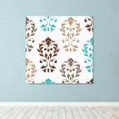 Toile Heart Damask Art I Browns Turquoise Cream (Insitu (Plancher de Bois))