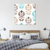 Toile Heart Damask Art I Browns Turquoise Cream (Insitu(Chambre))