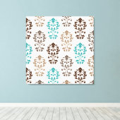 Toile Heart Damask Art Ib Browns Crème Turquoise (Insitu (Plancher de Bois))