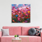 Toile Heavy Impasto Flower Field Painting Vibrant Canvas (Insitu(Salon))