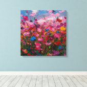 Toile Heavy Impasto Flower Field Painting Vibrant Canvas (Insitu (Plancher de Bois))