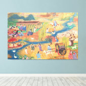 Toile Heian Courtyard Scene: Tales from a Gilded Scroll (Insitu (Plancher de Bois))