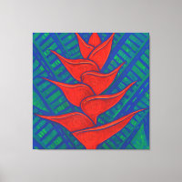 Heliconia Flower, Abstraite peinture d'art floral 