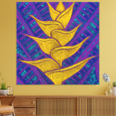 Toile Heliconia Flower, Abstraite peinture florale Jaune (Insitu(Salon))