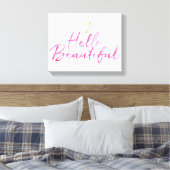 Toile Hello Beautiful avec Gold Heart (Insitu(Chambre))