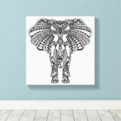 Toile Henna Mehndi Eléphant indien décoré 6 (Insitu (Plancher de Bois))