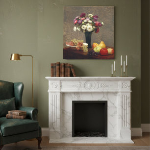 Toile Henri Fantin-Latour Asters et nature morte aux fru