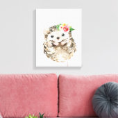 Toile Hérisson Bébé Floral Aquarelle, Animaux de la Forê (Insitu(Salon))
