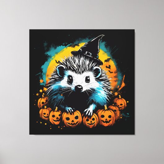 Toile Hérisson d'Halloween et citrouilles mignon (Recto)