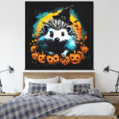 Toile Hérisson d'Halloween et citrouilles mignon (Insitu(Chambre))