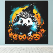 Toile Hérisson d'Halloween et citrouilles mignon (Insitu (Plancher de Bois))
