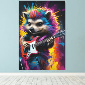 Toile Hérisson joue de la guitare, graffiti rock (Insitu (Plancher de Bois))