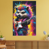 Toile Hérisson joue de la guitare, graffiti rock (Insitu(Salon))