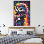 Toile Hérisson joue de la guitare, graffiti rock (Insitu(Chambre))