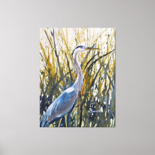 Toile Heron Dans Les Herbes L'Art Naturel Sauvage (Recto)