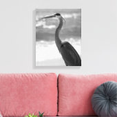 Toile Heron noir et blanc sur la plage 11x14 (Insitu(Salon))