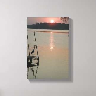 Toile Heron salue le soleil levant sur le Dock 8x11.77"