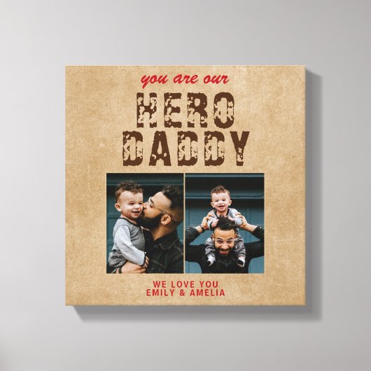 Toile Héros rustique Daddy Père`s Day 2 Photo Collage (Recto)