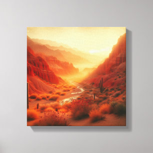 Toile Heure dorée sur une vue panoramique d'un canyon dé