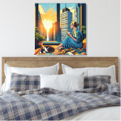 Toile Heure du matin dans la ville | Une femme qui réflé (Insitu(Chambre))