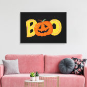Toile Hey Boo Cute Citrouille Typographie Dessin Art (Insitu(Salon))
