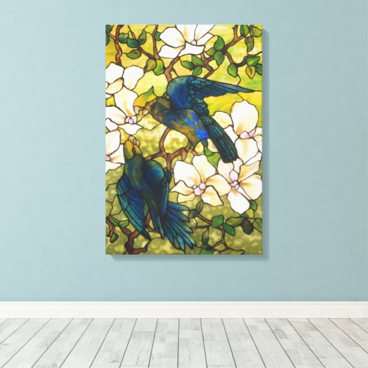 Toile Hibiscus et perroquets Fenêtre en verre tendu (Insitu (Plancher de Bois))