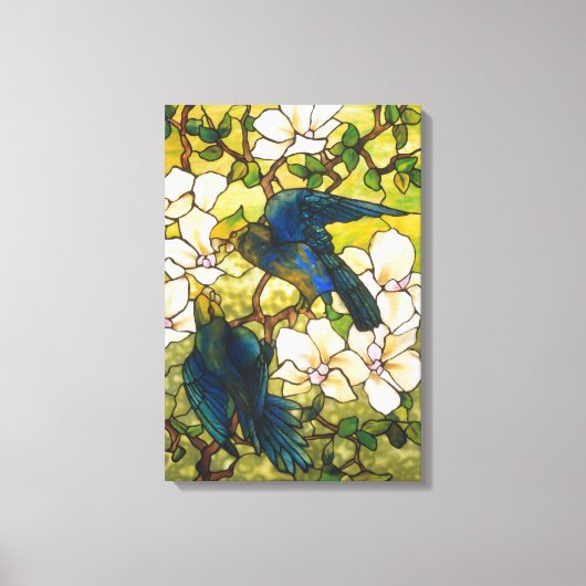 Toile Hibiscus et perroquets Fenêtre en verre tendu (Recto)