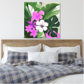 Toile Hibiscus et Plumeria hawaïens modernes du milieu d (Insitu(Chambre))