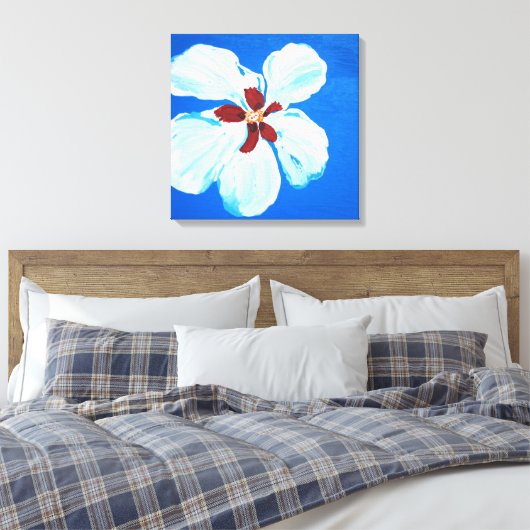 Toile Hibiscus Flower sur bleu Peinture acrylique origin (Insitu(Chambre))