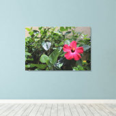 Toile Hibiscus rouge solitaire Imprimer (Insitu (Plancher de Bois))