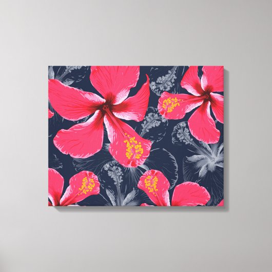 Toile Hibiscus Tropical Fleurs été Design (Recto)
