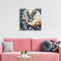 Hibou et loup Mosaic Ai Art