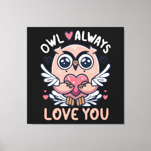 Toile Hibou t'aime toujours - Saint Valentin