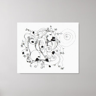 Toile Hidden in the garden. - Ink drawing